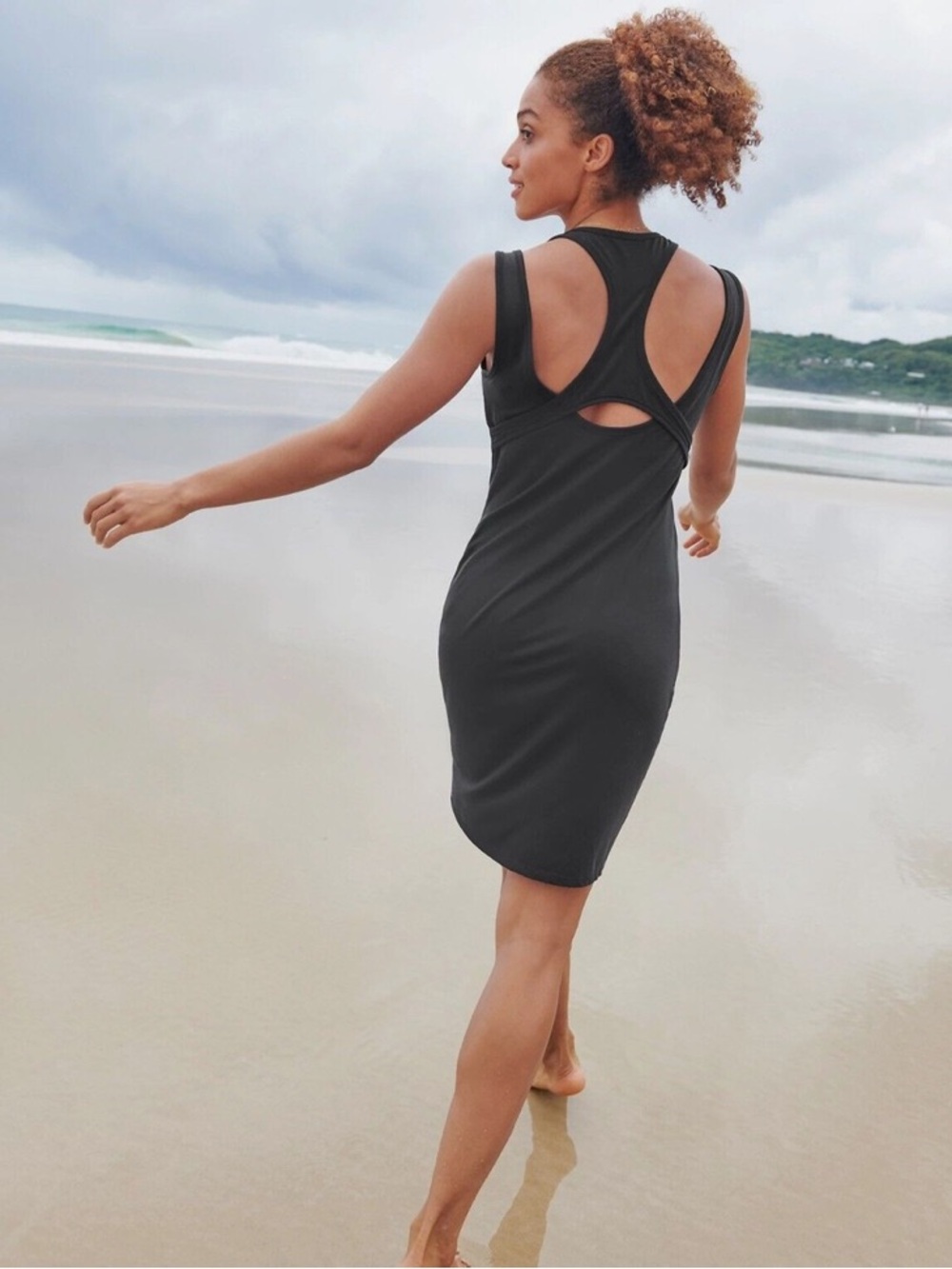 Athleta Rafina Black Racerback Athletic Dress Tencel Athleisure Activewear XS